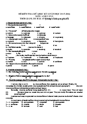 Đê kiêm tra giưa hoc ky I môn Tiếng Anh Lớp 9 - Năm học 2013-2014